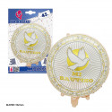 Globo foil rotondo mia battesimo bianco colomba 45cm