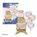 Set palloncini foil auguri di matrimonio torta e cuori ti amo