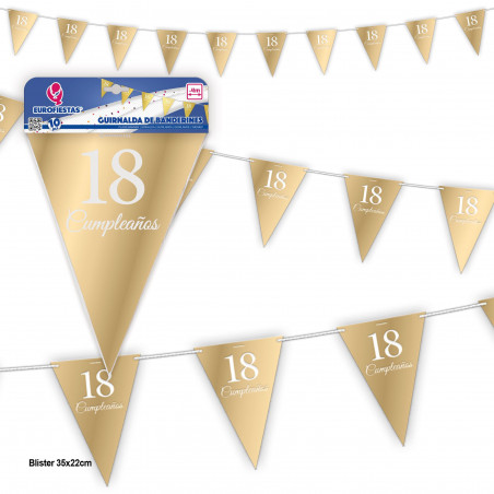 Ghirlanda bandierine collezione oro 18 compleanno