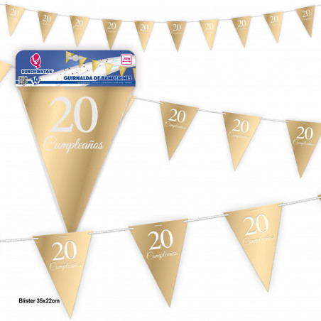 Ghirlanda bandierine collezione oro 20 compleanno