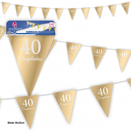 Ghirlanda bandierine collezione oro 40 compleanno