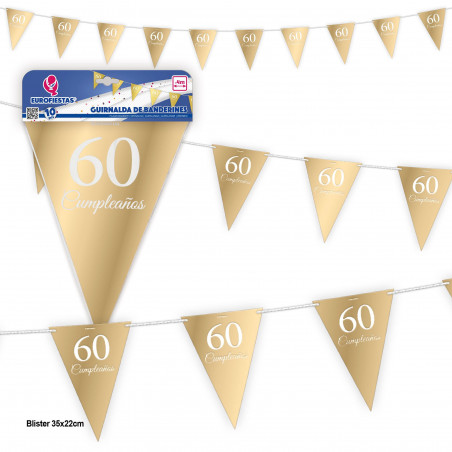 Ghirlanda di gagliardetti della collezione oro del 60° compleanno