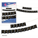 Ghirlanda bandierine felice anniversario nero e oro