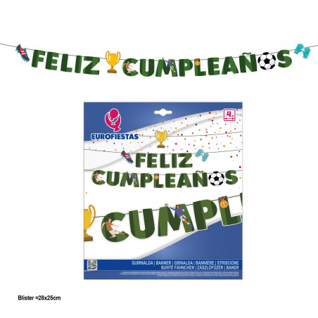 Ghirlanda di buon compleanno con elementi di calcio