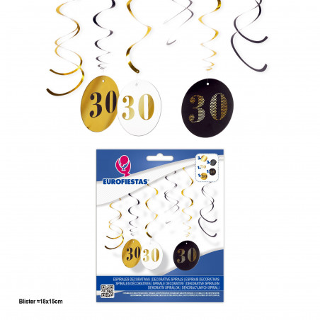 Espirali decorativa. nero oro cerchi 30