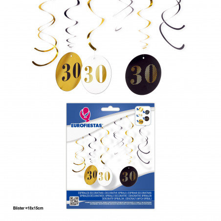 Spirali decorative cerchi nero oro 30