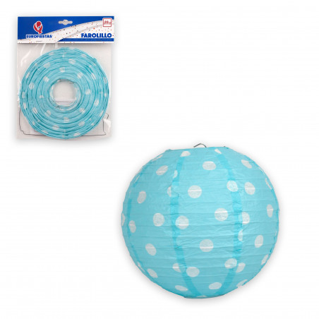 Lanterna tonda 20cm pois azzurro