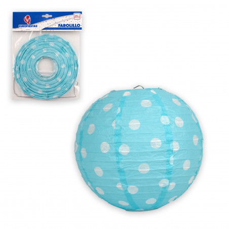 Lanterna tonda 25cm pois azzurro