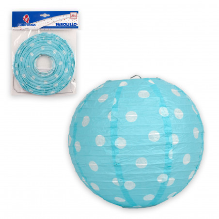 Lanterna tonda 30cm pois azzurro