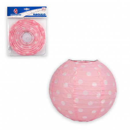 Lanterna tonda 20cm pois rosa