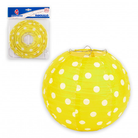 Lanterna rotonda 30cm con pois gialli