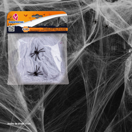 Ragnatela decorativa Halloween con ragni 20gr bianchi