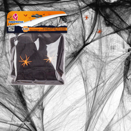 Ragnatela decorativa Halloween con ragni 20gr neri