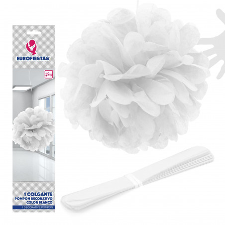 Ciondolo pompon 1u.40cm colore bianco