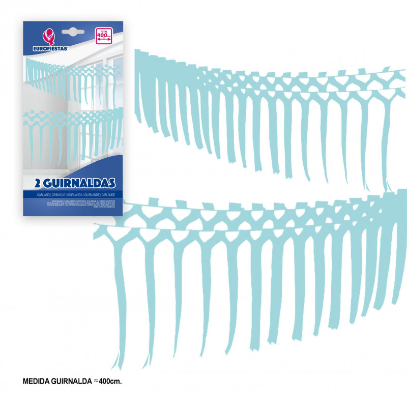 Ghirlanda strisce di carta 2x2m blu