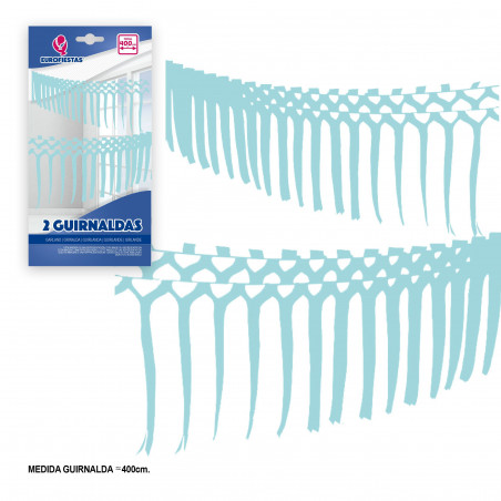 Ghirlanda strisce di carta 2x2m blu