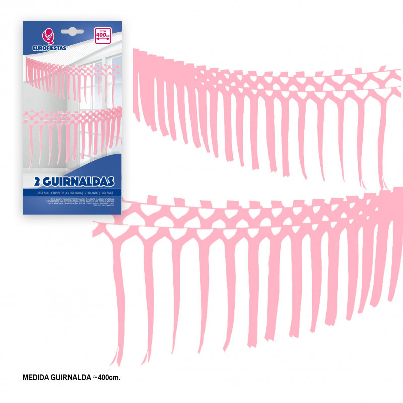 Ghirlanda strisce di carta 2x2m rosa