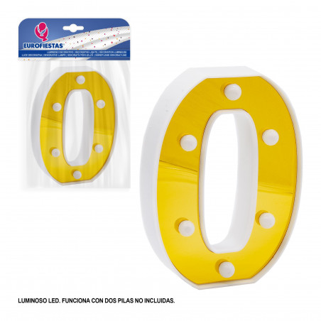 Numero LED 16 cm oro 0