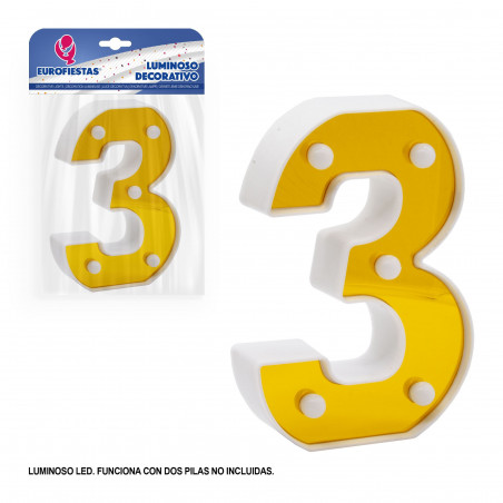 Numero LED 16cm oro 3