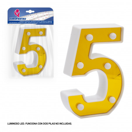 Numero LED 16cm oro 5