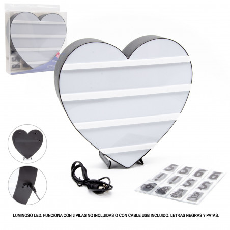 Scatola luminosa a forma di cuore