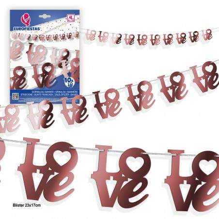Ghirlanda lettere love oro rosa