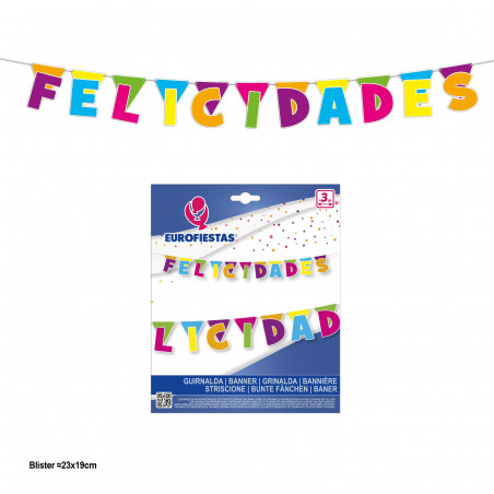 Ghirlanda felicità bandierine e lettere colorate
