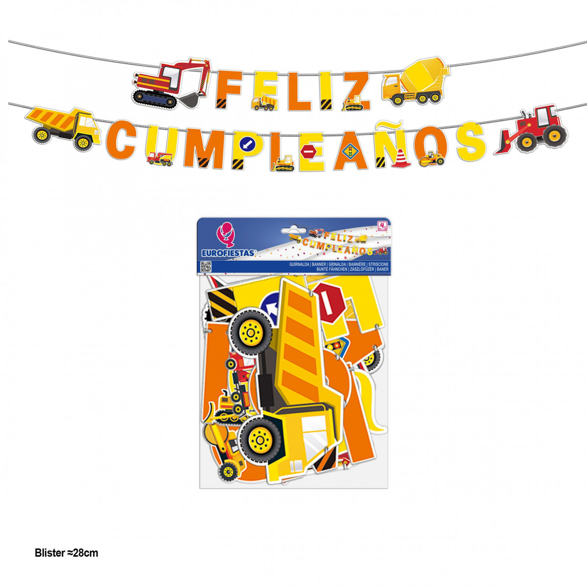 Festa di compleanno guirlanda veicoli da costruzione