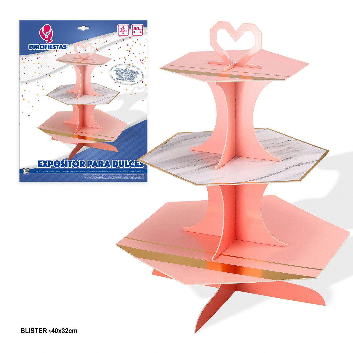 Espositore dolci poligonale rosa pastello