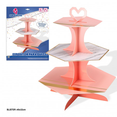 Espositore dolci poligonale rosa pastello