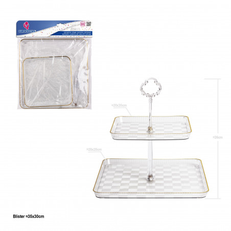 Espositore plastico quadrato 2 piani 28+20cm