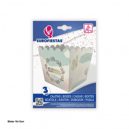 Scatola popcorn piccola 3 pezzi comunione beige e oro