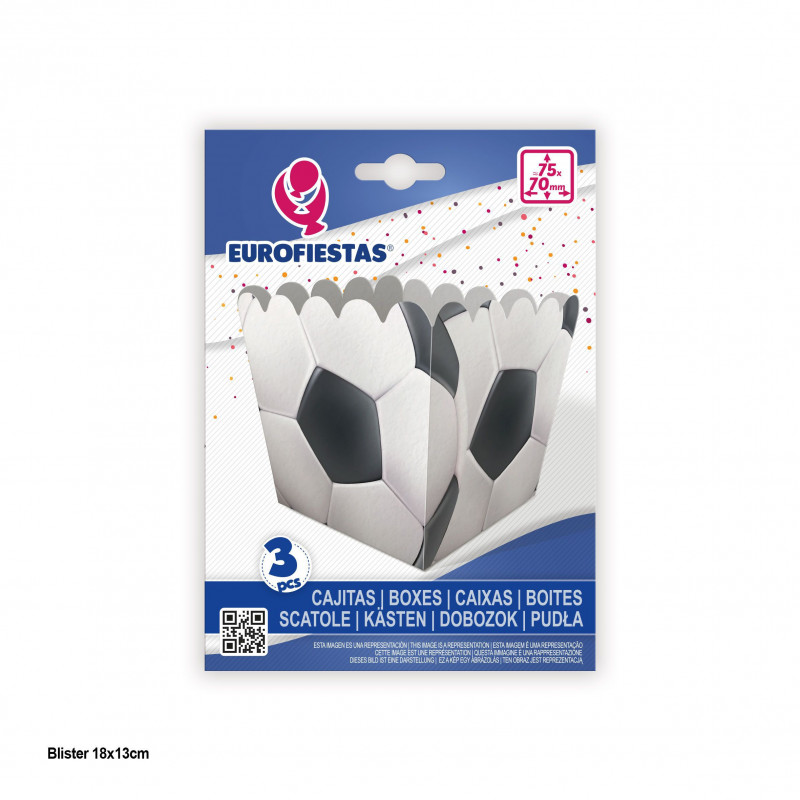Scatola popcorn design calcio confezione da 3 unità
