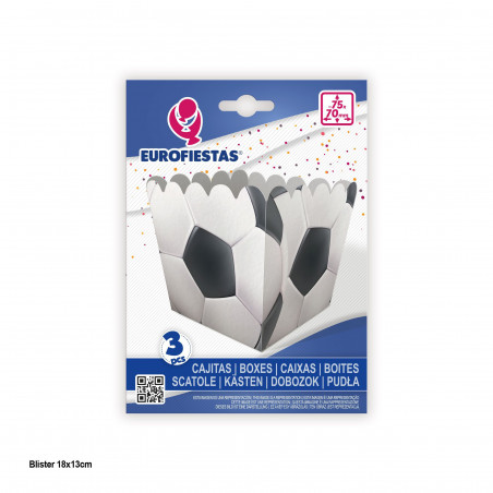 Scatola popcorn design calcio confezione da 3 unità