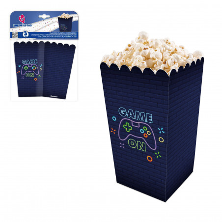 Scatola di popcorn con partita in corso