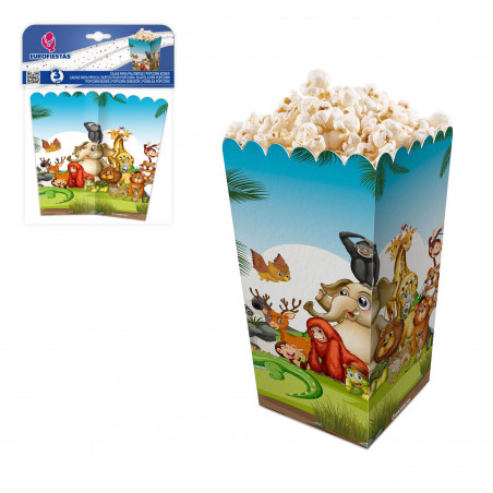 Scatola di popcorn con animali divertenti