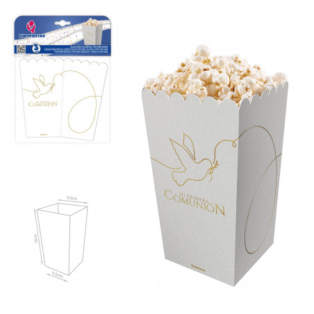Scatola di popcorn cavolo comunione silhouette colomba oro