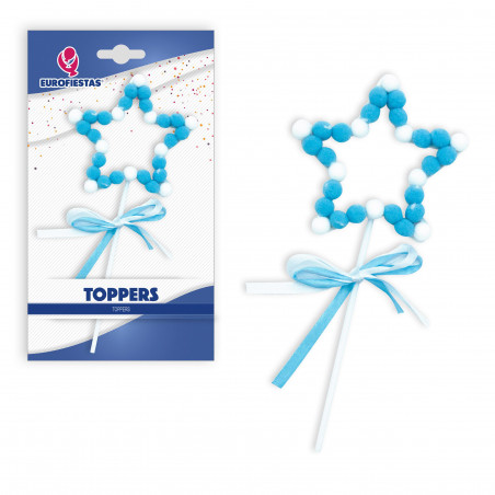 Topper stella pompon blu