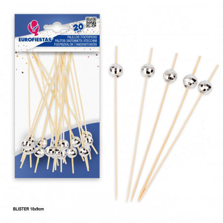 20 stecchini 12cm palline disco
