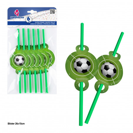Cannucce di plastica decorate a forma di pallone da calcio, confezione da 6