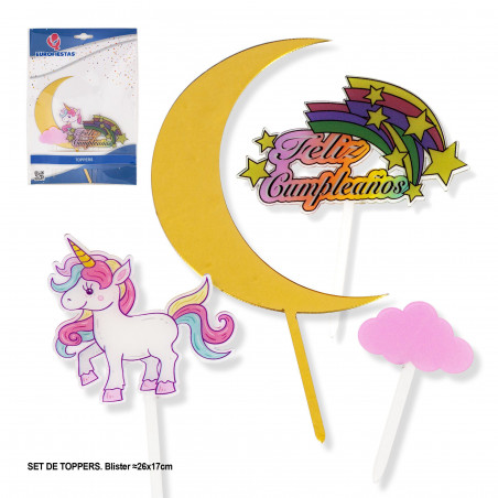 Topper felice compleanno e luna