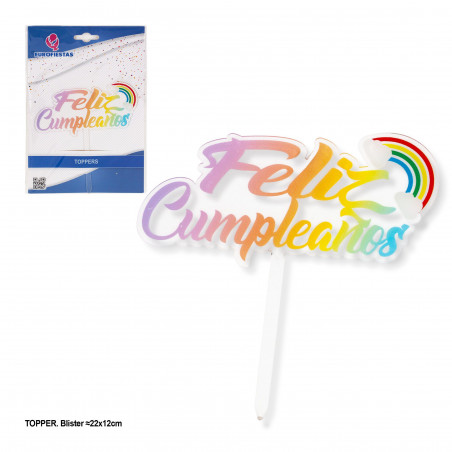 "Topper felice compleanno arcobaleno tonalità"
