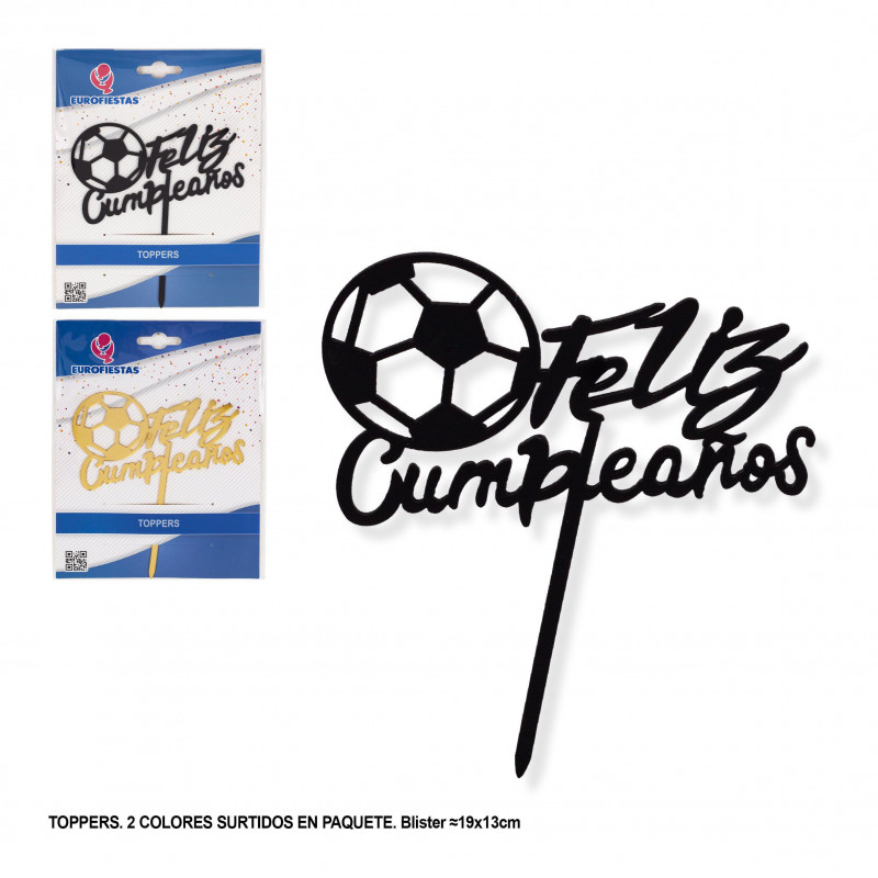 Topper "Feliz Compleanno" di Calcio Decorazione per Torte