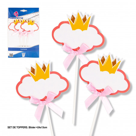 Toppers nuvola corona rosa