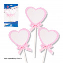 Toppers cuore con fiocco rosa