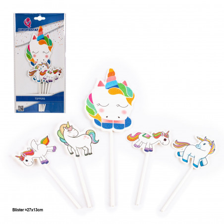 Topper unicorni colori vivaci 5pcs