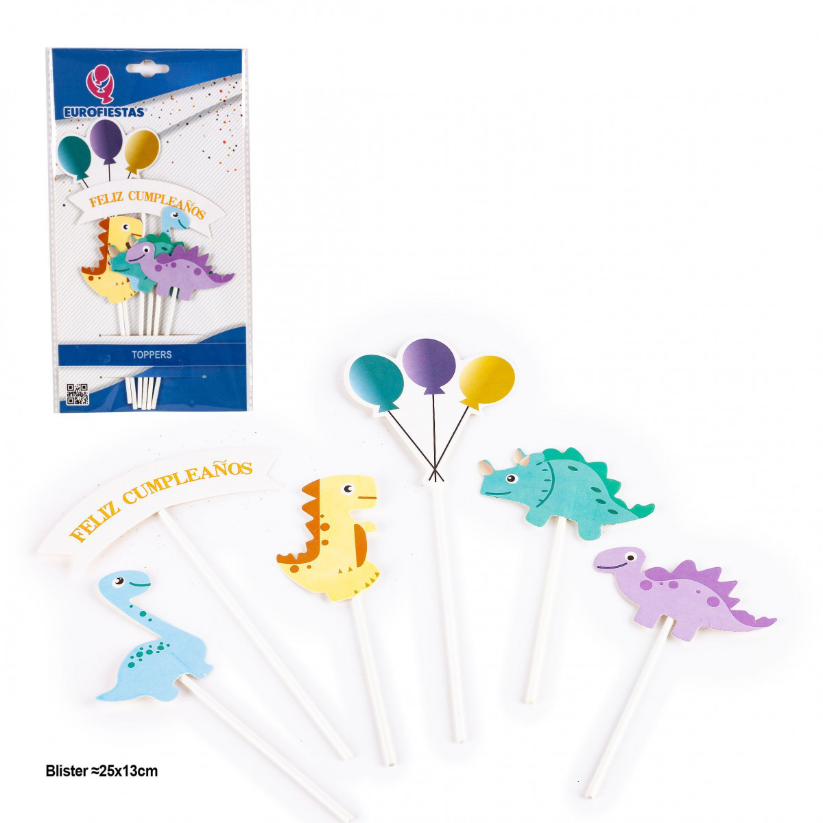 Set di Toppers per Torte Buon Compleanno con Dinosaurini Decorazione Divertente