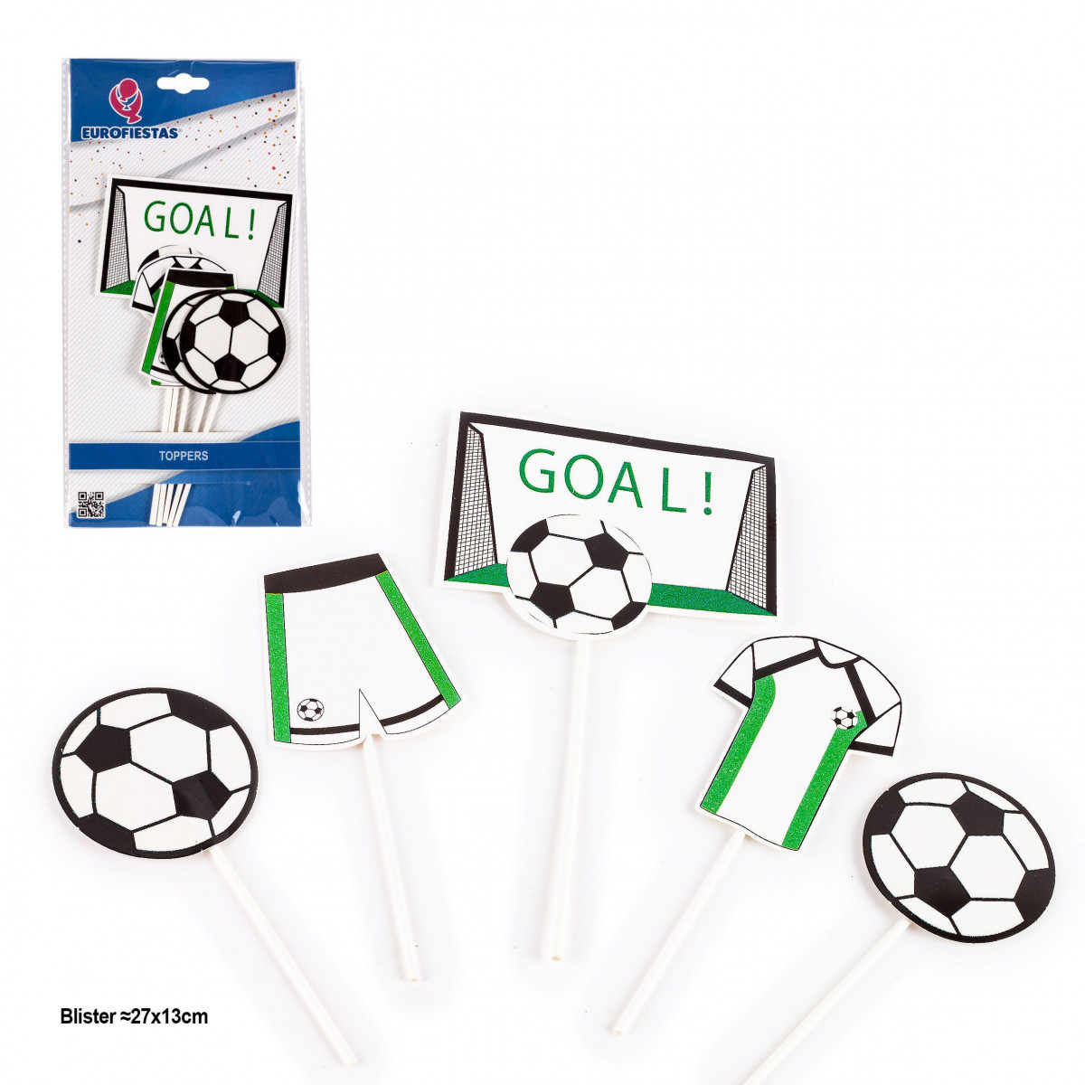 Toppers di Calcio Pack di 5 Decorazioni per Torte, Cupcake e Dessert