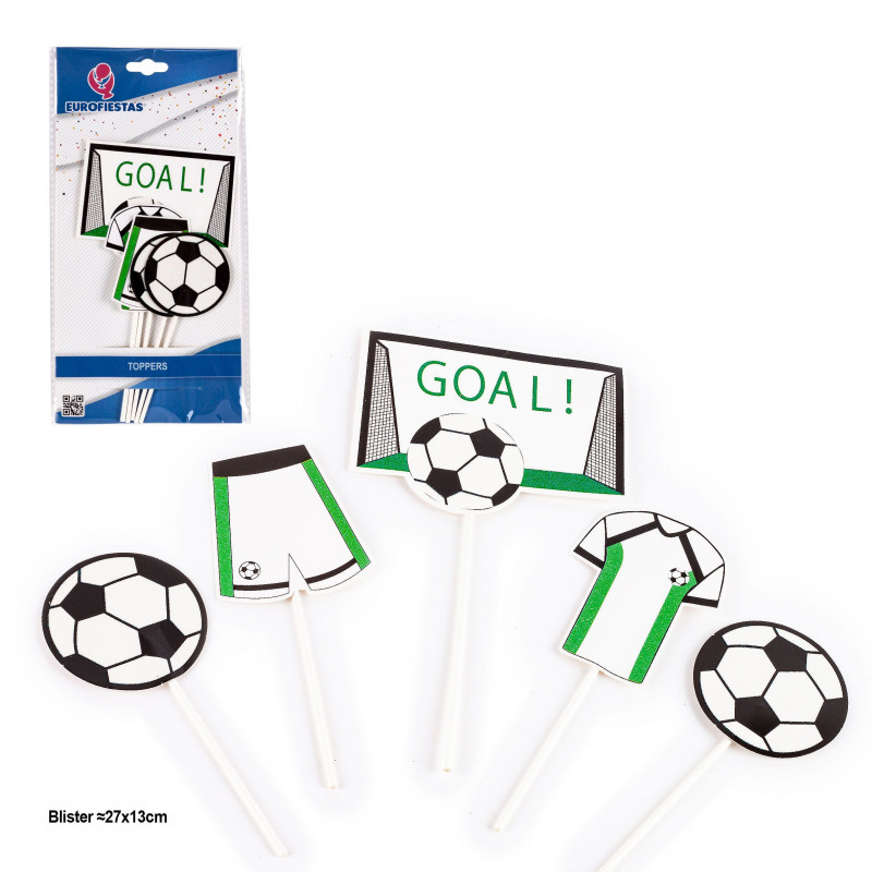 Toppers di Calcio Pack di 5 Decorazioni per Torte, Cupcake e Dessert