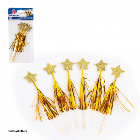 Topper palme metalliche con stella 6pcs oro